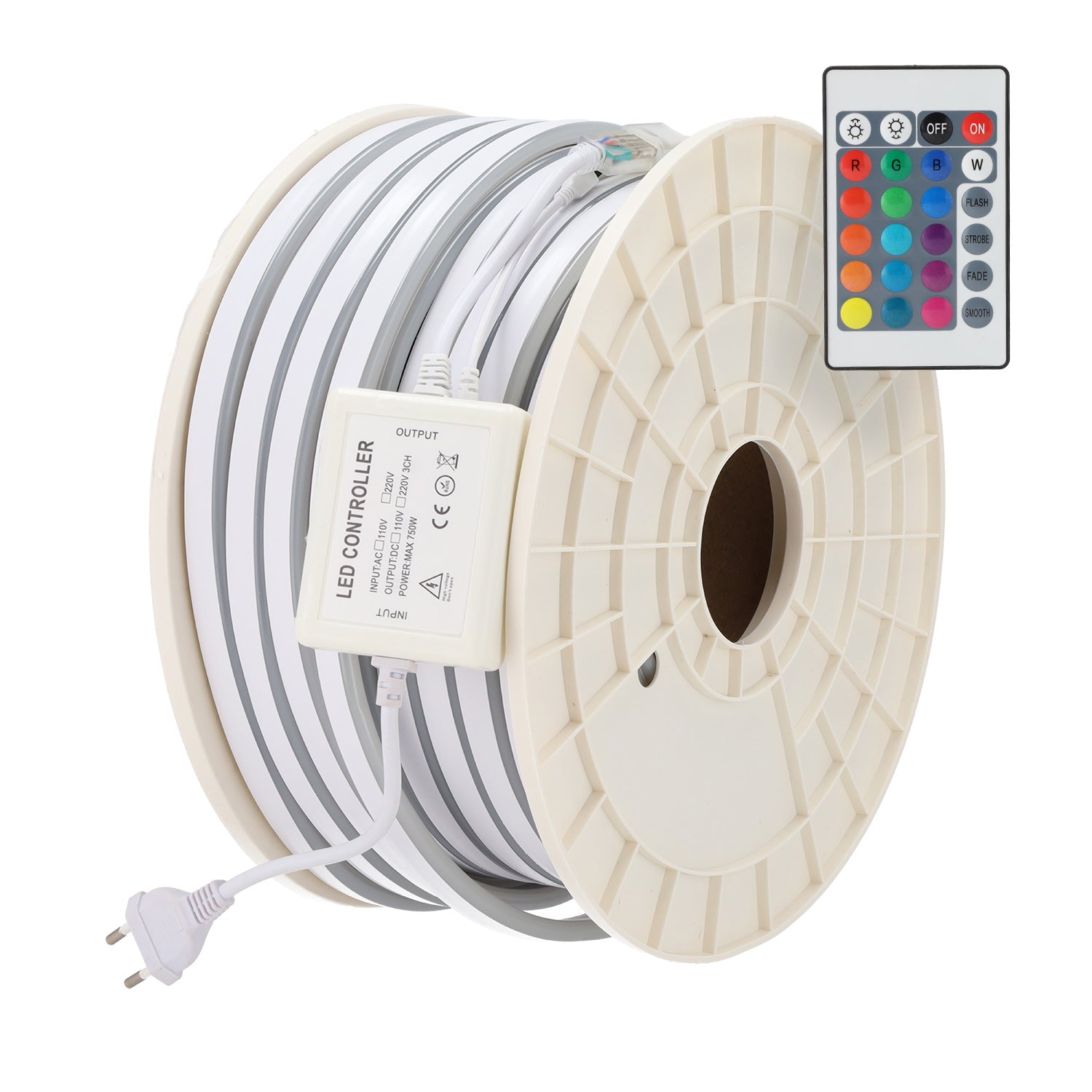 Fotografia da Fita LED flexível 12 W/m 230 V AC 80 LED/m SMD3535 22 lm/LED IP65 50 metros RGB