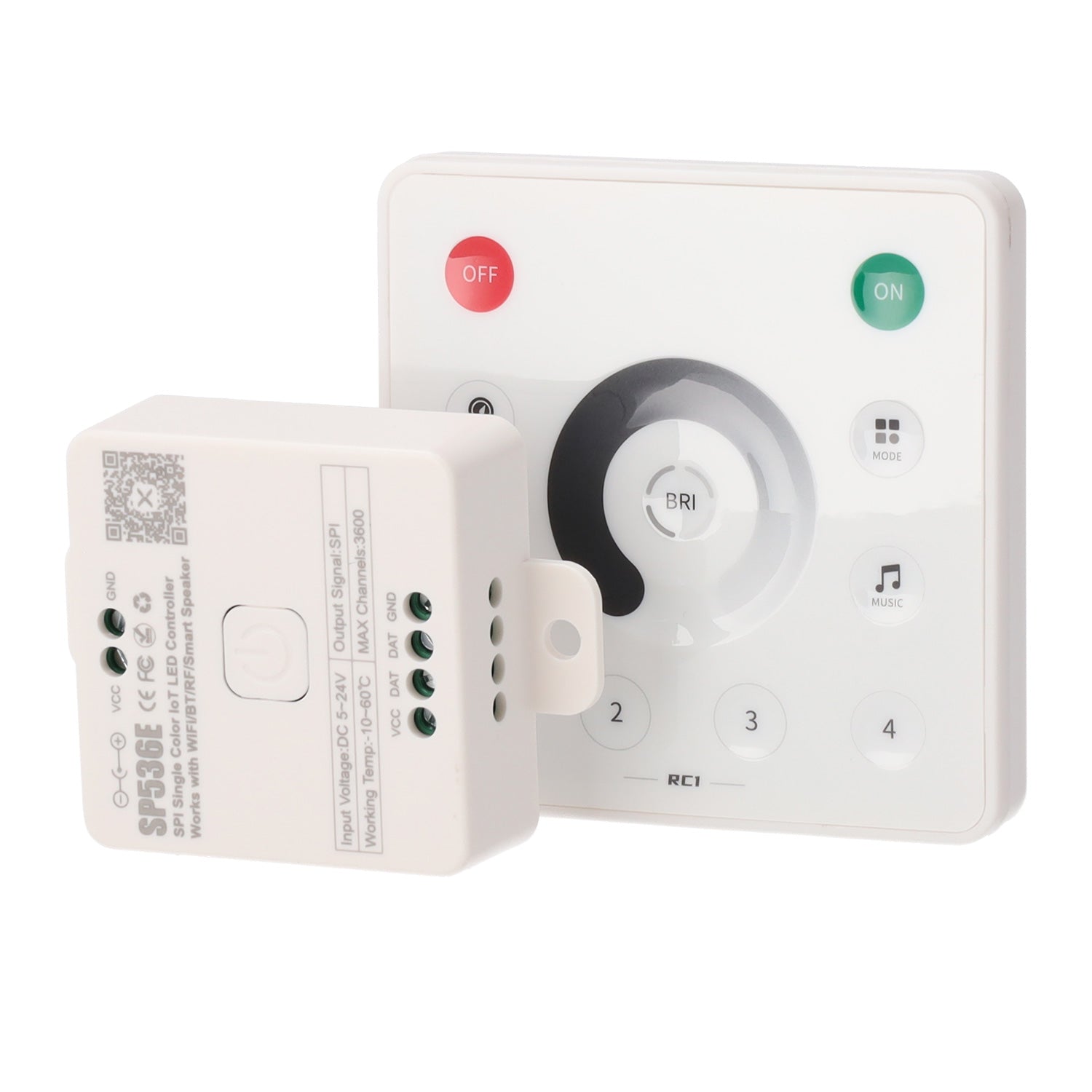 Fotografia do Controlador para aplicação digital de fita LED COB + comando à distância