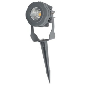 Projetor LED de 10 W IP65 2700 K com estaca para jardim, acabamento cinzento