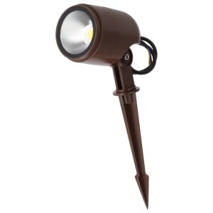 Projetor LED com estaca para jardim, 12 W, IP65, 2700 K, acabamento marrom.