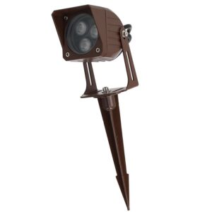 Fotografia do Projetor LED de 3 W IP65 2700 K com estaca para jardim, acabamento marrom