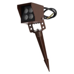 Projetor LED com estaca para jardim, 4 W, IP65, 2700 K, acabamento marrom.