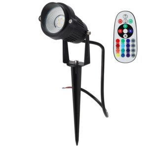 Fotografia do Foco LED com espeto de jardim 5 W 60º IP65 RGBW acabamento preto com comando à distância