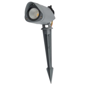 Fotografia do Projetor LED de 7 W IP65 2700 K com estaca para jardim, acabamento cinzento