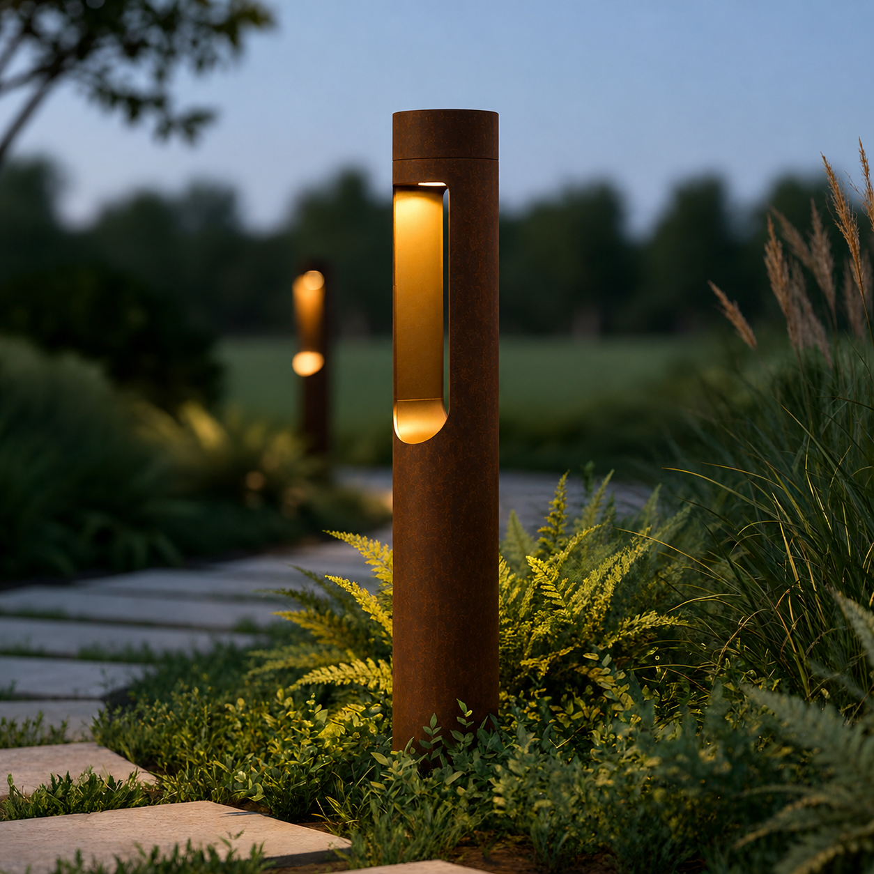 Fotografia da Luminária LED externo "Medinipur" 60 cm 10 W 220 V AC 3000 K marrom óxido