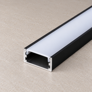 Perfil de alumínio preto para fita LED - difusor de opala