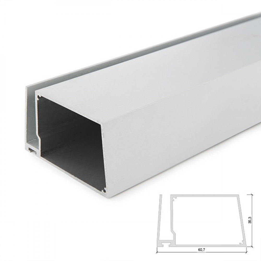 Fotografia do Perfil alumínio para a fita LED prateleiras vidro espessura 8 mm - alojamento do transformador x 2 m